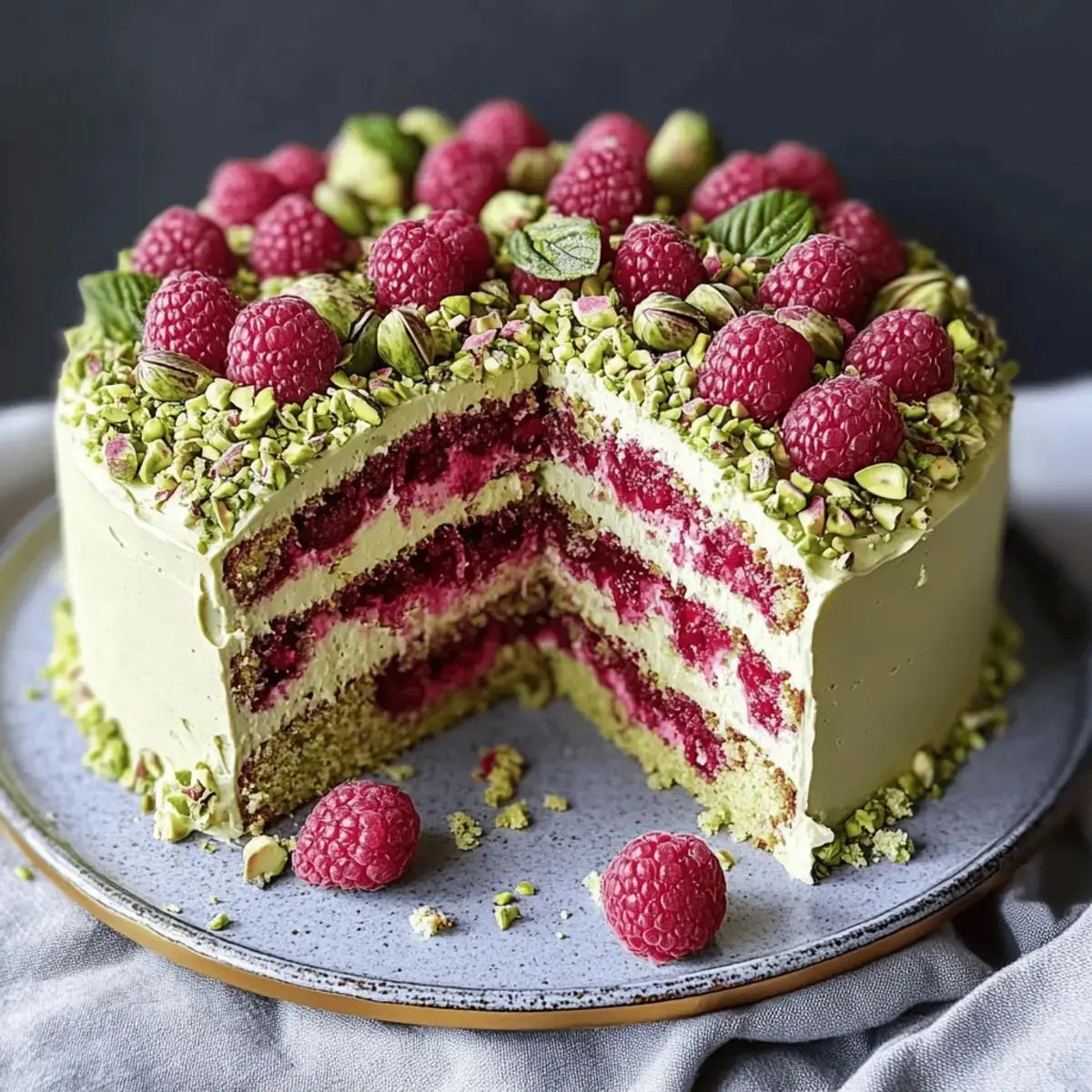 Raspberry & Pistachio cake
