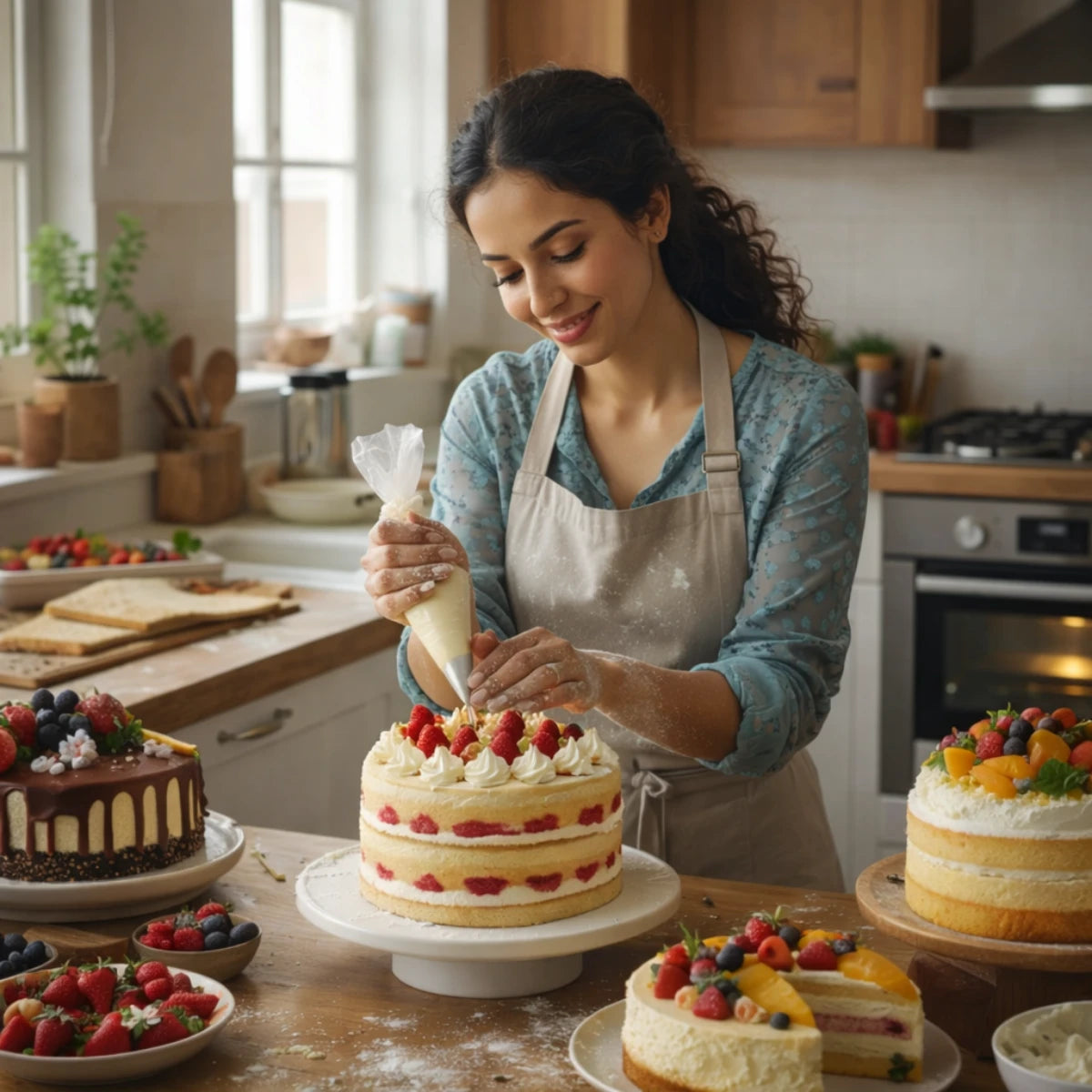 birthday cake, wedding cake and all kind of celebration cakes made by home-baking women in Morocco with Artisana