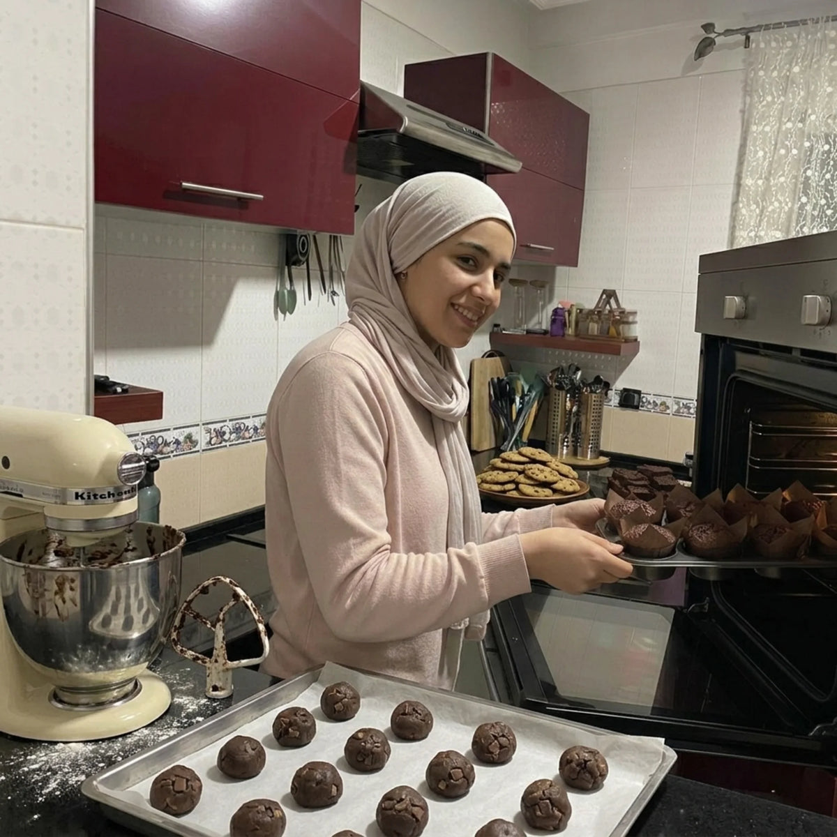 home-made/ home-baked cookies, muffins and brownies made by home-baking women in Morocco with Artisana