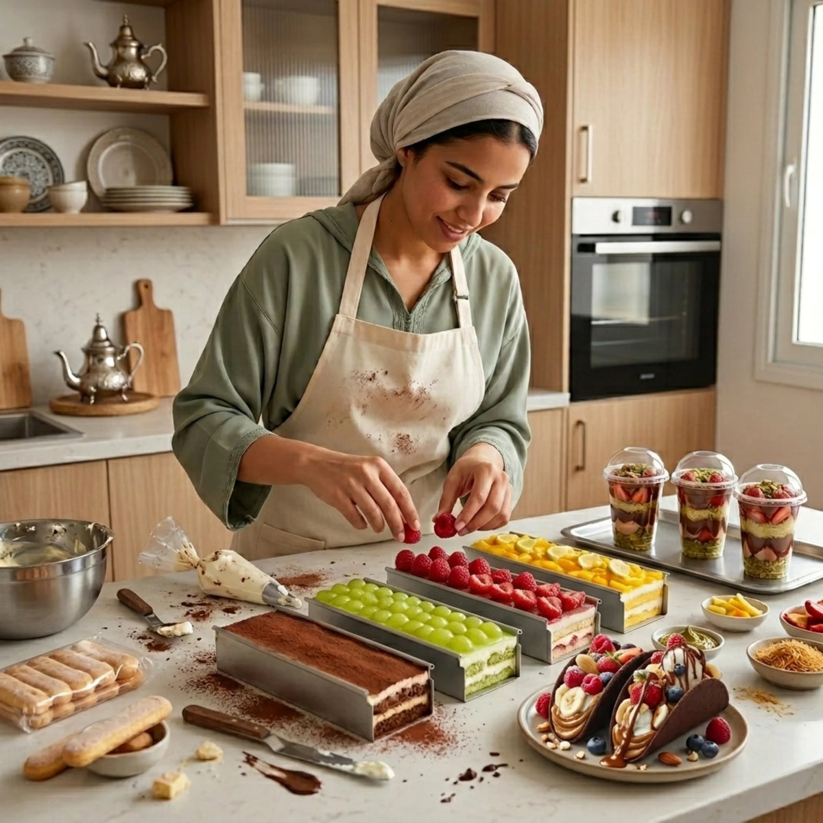 Viral/ Instagram trending desserts, Dubai cups, sweets made by home-baking women in Morocco with Artisana 